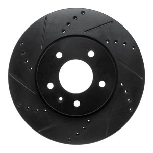 Chevrolet Captiva Brake Rotor (1) - Front Left - R1 Concepts - Drilled & Slotted - Black - `07-`15